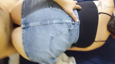 I couldn't resist fucking her when I saw her in her denim miniskirt