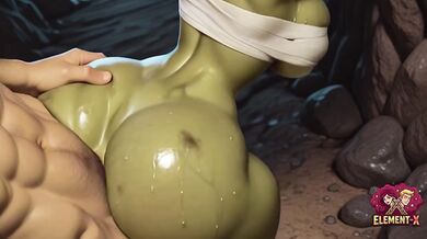 Hot elf girl having sex with a big-dicked coworker