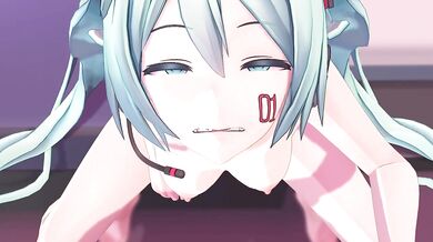 Hatsuna Miku blowjob and cum in mouth