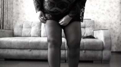 Trying on stockings