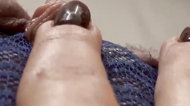Playing with the Big Clit Coming out the hole in my panties