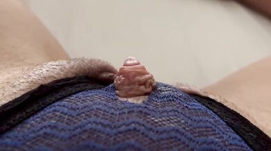 Playing with the Big Clit Coming out the hole in my panties