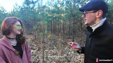 I came to Poland from the US and fucked a redheaded slut while her boyfriend was at home—hardcore sex in the woods