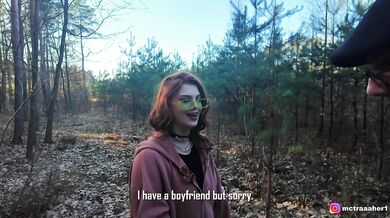 I came to Poland from the US and fucked a redheaded slut while her boyfriend was at home—hardcore sex in the woods