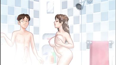 Sex with stepmother in the bathroom every morning - summertime saga
