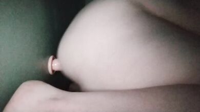 Tight dildo traps daring, unbound pussy re