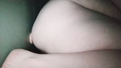 Tight dildo traps daring, unbound pussy re