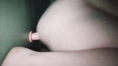 Tight dildo traps daring, unbound pussy re