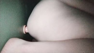 Tight dildo traps daring, unbound pussy re