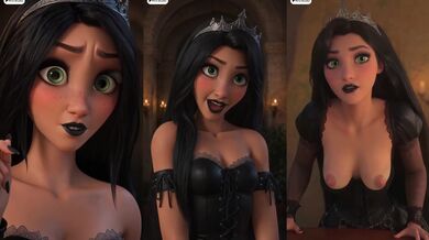 Rapunzel from Tangled went Goth and Plays with her Perfect Breasts - Animation