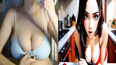 AI CARTOON - MILF Wife wants to taste a young cock while Husband is out-Hentai React