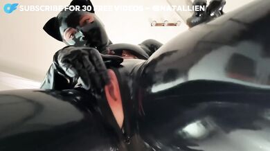 POV latex dildo fuck - dripping cream