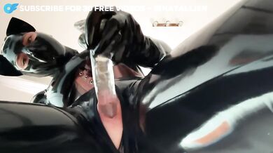 POV latex dildo fuck - dripping cream