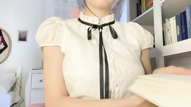 Naughty student teasing teacher with her huge boobs