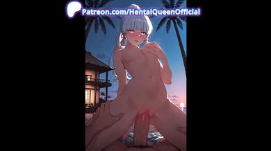 Horny Neko Catgirl Creampied Hard on Tropical Beach at Night