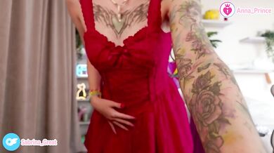 SFW Red Dress First Try-on