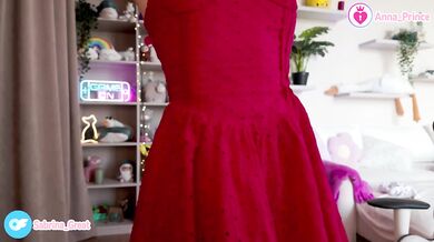 SFW Red Dress First Try-on