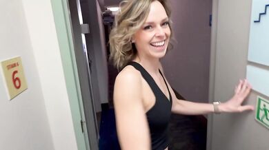 Innocent Stairwell Blowjob Turns Into Secret Creampie with Friend’s Wife
