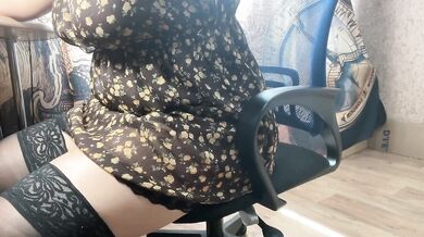 Watching porn at work caressing pussy and cumming to orgasm