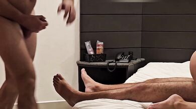 cuckolded husband sucking the lover's dick