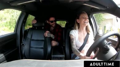 Busty taxi driver gives 5-star service with deepthroat and dick riding