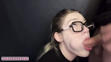 my friend completely swallows massive dick deep throats until cum soaks her face