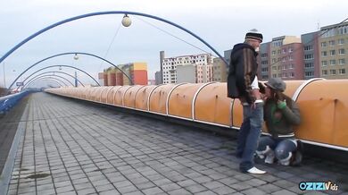 Daddy's brutal fuck in the seediest ghetto where the 18 year old takes huge public loads