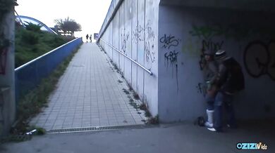 Daddy's brutal fuck in the seediest ghetto where the 18 year old takes huge public loads