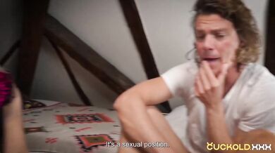 Fortune teller Brittany Bardot traps desperate cuckold husband while sucking him dry in front of her
