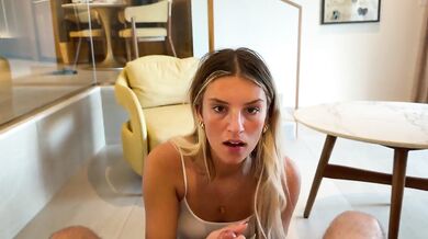 College Blonde Gets Pounded While Parents Aren’t Home raw doggy POV 18 year old slut rides cock