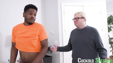 Hotwife redhead cucks her husband while fucking the repairmen