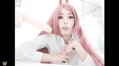 Asmr Joi squirted while cosplaying chainsaw man and getting anal plugged