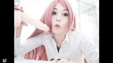 Asmr Joi squirted while cosplaying chainsaw man and getting anal plugged