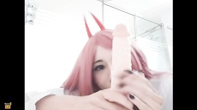 Asmr Joi squirted while cosplaying chainsaw man and getting anal plugged