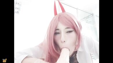 Asmr Joi squirted while cosplaying chainsaw man and getting anal plugged