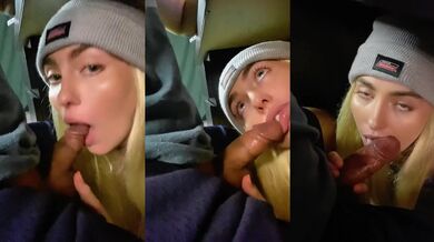 Blonde tongue blowjob under table while you play VideoGames till she gushes cum in mouth