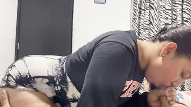 Neighbor milked thick before gym hardcore blowjob