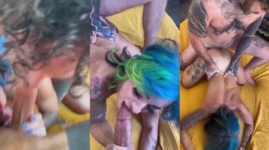 Big cock MILF creampie threesome rough passionate eat out and fuck