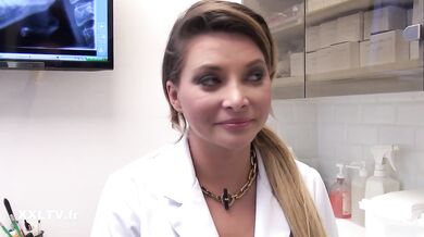The dentist gets a big hard fucking in her tight ass and loves it