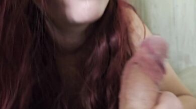 Wife guzzles hubby’s thick cum like life support slurps messy face tits creampie