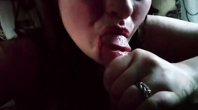 Wife guzzles hubby’s thick cum like life support slurps messy face tits creampie