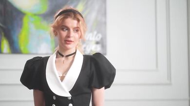 Blonde maid gets throat wrecked with big cock gagged messy face