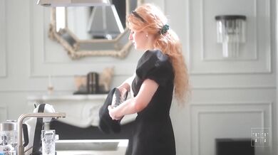 Blonde maid gets throat wrecked with big cock gagged messy face