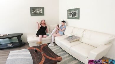 Stepbrother fucks stepsister's lesbian girlfriend