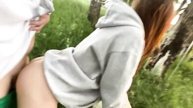 Fucking hard my best friend's hot girlfriend in forest while he setting up a tent