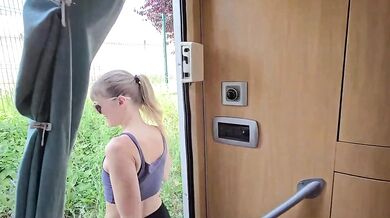 I come home all sweaty from my run, catch my husband jerking off and squirt on his cock