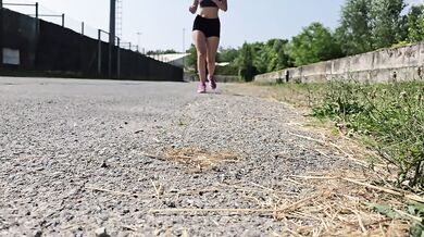 I come home all sweaty from my run, catch my husband jerking off and squirt on his cock
