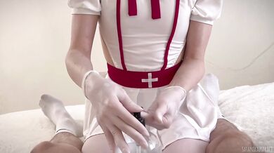 Deep therapy from playful nurse in gloves! For good health only need mouth and ass