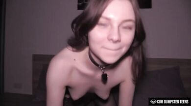 Brunette college coed gets stretched raw by hung stud doggystyle