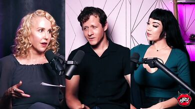 MILF podcast exposed dating in porn industry with blonde milf and hot interviewer